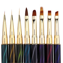 Load image into Gallery viewer, Cat Eye Pen Barrel Painted Pen With Diamond Light Therapy Nail Tool Light Therapy Pen, 1# Red Stripes (Flat Head), 2# Purple Stripes (Gradient), 3# White Stripes (Round Head), 4# Dark Blue Stripes (Oblique Head), 5# Dark Green Stripes (Short Cable)    ...