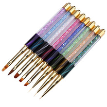 Load image into Gallery viewer, Cat Eye Pen Barrel Painted Pen With Diamond Light Therapy Nail Tool Light Therapy Pen, 1# Red Stripes (Flat Head), 2# Purple Stripes (Gradient), 3# White Stripes (Round Head), 4# Dark Blue Stripes (Oblique Head), 5# Dark Green Stripes (Short Cable)    ...