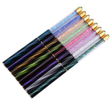 Load image into Gallery viewer, Cat Eye Pen Barrel Painted Pen With Diamond Light Therapy Nail Tool Light Therapy Pen, 1# Red Stripes (Flat Head), 2# Purple Stripes (Gradient), 3# White Stripes (Round Head), 4# Dark Blue Stripes (Oblique Head), 5# Dark Green Stripes (Short Cable)    ...