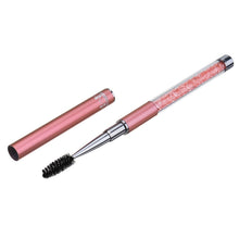 Load image into Gallery viewer, Plastic Pole Eyelash Brush Rhinestone Pole With Pen Sleeve Spiral Eyelash Brush, Pink, Rose Red, Golden, Royal Blue, Light Blue, Green, Black, White, Silver, Purple