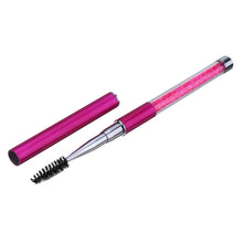 Load image into Gallery viewer, Plastic Pole Eyelash Brush Rhinestone Pole With Pen Sleeve Spiral Eyelash Brush, Pink, Rose Red, Golden, Royal Blue, Light Blue, Green, Black, White, Silver, Purple