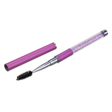 Load image into Gallery viewer, Plastic Pole Eyelash Brush Rhinestone Pole With Pen Sleeve Spiral Eyelash Brush, Pink, Rose Red, Golden, Royal Blue, Light Blue, Green, Black, White, Silver, Purple