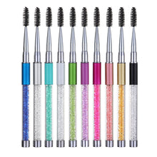 Load image into Gallery viewer, Plastic Pole Eyelash Brush Rhinestone Pole With Pen Sleeve Spiral Eyelash Brush, Pink, Rose Red, Golden, Royal Blue, Light Blue, Green, Black, White, Silver, Purple
