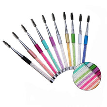 Load image into Gallery viewer, Plastic Pole Eyelash Brush Rhinestone Pole With Pen Sleeve Spiral Eyelash Brush, Pink, Rose Red, Golden, Royal Blue, Light Blue, Green, Black, White, Silver, Purple