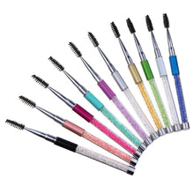 Load image into Gallery viewer, Plastic Pole Eyelash Brush Rhinestone Pole With Pen Sleeve Spiral Eyelash Brush, Pink, Rose Red, Golden, Royal Blue, Light Blue, Green, Black, White, Silver, Purple
