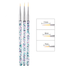 Load image into Gallery viewer, 3pcs / Set Nail Art Brush Tool Acrylic Nail Crystal Carving Phototherapy Drawing Pen, Silver Tube, Golden Tube