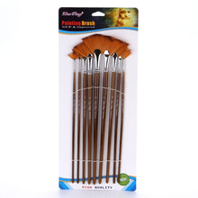 Load image into Gallery viewer, ZHU TING 9 PCS / Set Wooden Pole Fan-Shaped Nylon Hair Paintbrush Gouache Watercolor Acrylic Oil Painting Fishtail, Watercolor Oil Painting