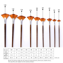 Load image into Gallery viewer, ZHU TING 9 PCS / Set Wooden Pole Fan-Shaped Nylon Hair Paintbrush Gouache Watercolor Acrylic Oil Painting Fishtail, Watercolor Oil Painting