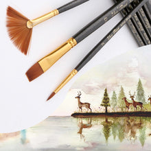 Load image into Gallery viewer, ZHU TING 7 in 1 Nylon Brushes Watercolor Brushes And Oil Brushes Art Painting Supplies, 21 PCS / 3 Sets Nylon Brushes
