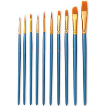 Load image into Gallery viewer, ZHU TING 10 in 1 Pearl Rod Nylon Hair Combination Brush Oil Paint Brush, Blue Rods, Purple Rods, Black Rods