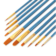 Load image into Gallery viewer, ZHU TING 10 in 1 Pearl Rod Nylon Hair Combination Brush Oil Paint Brush, Blue Rods, Purple Rods, Black Rods