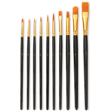 Load image into Gallery viewer, ZHU TING 10 in 1 Pearl Rod Nylon Hair Combination Brush Oil Paint Brush, Blue Rods, Purple Rods, Black Rods
