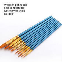 Load image into Gallery viewer, ZHU TING 10 in 1 Pearl Rod Nylon Hair Combination Brush Oil Paint Brush, Blue Rods, Purple Rods, Black Rods
