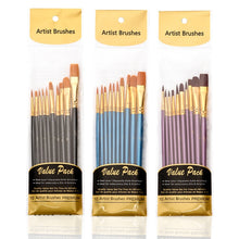 Load image into Gallery viewer, ZHU TING 10 in 1 Pearl Rod Nylon Hair Combination Brush Oil Paint Brush, Blue Rods, Purple Rods, Black Rods