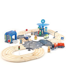 Load image into Gallery viewer, Multifunctional Wooden Police Station Road Track Set Baby Assembling Building Blocks Educational Early Education Toys