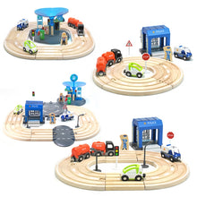 Load image into Gallery viewer, Multifunctional Wooden Police Station Road Track Set Baby Assembling Building Blocks Educational Early Education Toys