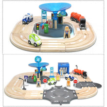 Load image into Gallery viewer, Multifunctional Wooden Police Station Road Track Set Baby Assembling Building Blocks Educational Early Education Toys