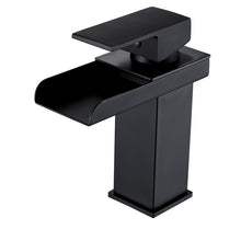 Load image into Gallery viewer, LED Three Lights Hot Cold Water Faucet Bathroom Waterfall Faucet CN Plug, Black, Electroplating Silver