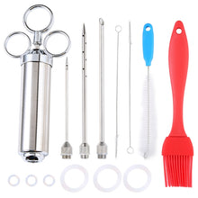 Load image into Gallery viewer, 304 Stainless Steel Seasoning Syringe Barbecue Tool Turkey Needle Set, 14 in 1 with Storage Bag