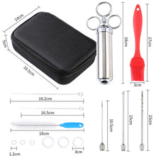 Load image into Gallery viewer, 304 Stainless Steel Seasoning Syringe Barbecue Tool Turkey Needle Set, 14 in 1 with Storage Bag