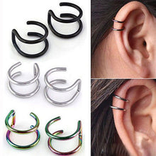 Load image into Gallery viewer, 3 PCS Punk Rock Ear Clip Hollow Out U Shape Earrings Nose clip, Black, Yellow, Colorful, Silver, Blue