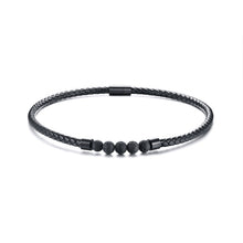 Load image into Gallery viewer, NC441 Stainless Steel Magnet Clasp Lava Stone Leather Collar Necklace, NC441