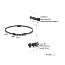 Load image into Gallery viewer, NC441 Stainless Steel Magnet Clasp Lava Stone Leather Collar Necklace, NC441