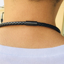 Load image into Gallery viewer, NC441 Stainless Steel Magnet Clasp Lava Stone Leather Collar Necklace, NC441