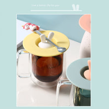 Load image into Gallery viewer, Food Grade Bunny Ears Shape Silicone Cup Lid Sealing Lid Cartoon Mug Dustproof Leak-Proof Lid, Yellow, Green, Pink