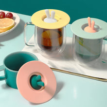 Load image into Gallery viewer, Food Grade Bunny Ears Shape Silicone Cup Lid Sealing Lid Cartoon Mug Dustproof Leak-Proof Lid, Yellow, Green, Pink