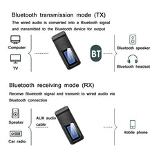 Load image into Gallery viewer, BT201 Bluetooth 5.0 USB 2 in 1 Bluetooth Audio Receiver Transmitter with LCD Display