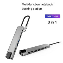 Load image into Gallery viewer, WC7367 8 in 1 87W Type-C to PD+USB3.0/USB2.0+SD+TF+HDMI+RJ45+Type-c Docking Station HUB, WC7367