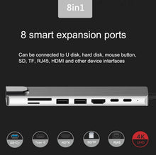 Load image into Gallery viewer, WC7367 8 in 1 87W Type-C to PD+USB3.0/USB2.0+SD+TF+HDMI+RJ45+Type-c Docking Station HUB, WC7367