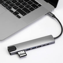 Load image into Gallery viewer, WC7367 8 in 1 87W Type-C to PD+USB3.0/USB2.0+SD+TF+HDMI+RJ45+Type-c Docking Station HUB, WC7367