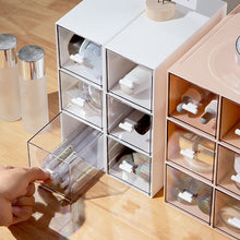 Load image into Gallery viewer, Desktop Drawer Storage Box Cosmetics Office Student Stationery Pen Dormitory Three Grid Desk Rack, Coral Powder, Ivory White, Glacier Blue