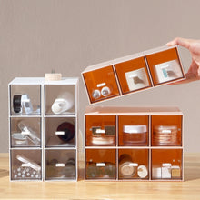 Load image into Gallery viewer, Desktop Drawer Storage Box Cosmetics Office Student Stationery Pen Dormitory Three Grid Desk Rack, Coral Powder, Ivory White, Glacier Blue