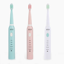 Load image into Gallery viewer, DELIPU Electric Toothbrush Rechargeable Sonic 5-Speed Adjustment Children Adult Household Waterproof Soft Hair Whitening Toothbrush, USB Charging Cable  (Blue), USB Charging Cable (Pink), USB Charging Cable (White), USB Charging Stand (Blue)           ...