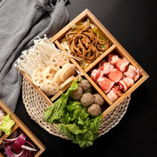 Load image into Gallery viewer, Hot Pot Bamboo Plate Compartmental Platter Vegetable Wood Tray Set, Large Nine Grid Plate, Six Grid Plate, Large Four Grid Bamboo Plate, Medium Four Grid Bamboo Plate, Small Four Grid Bamboo Plate, Three Grid Bamboo Plate, Two Grid Plate               ...