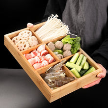Load image into Gallery viewer, Hot Pot Bamboo Plate Compartmental Platter Vegetable Wood Tray Set, Large Nine Grid Plate, Six Grid Plate, Large Four Grid Bamboo Plate, Medium Four Grid Bamboo Plate, Small Four Grid Bamboo Plate, Three Grid Bamboo Plate, Two Grid Plate               ...