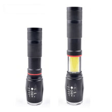 Load image into Gallery viewer, Telescopic Zoom Strong Light Flashlight Strong Magnetic Rechargeable LED Flashlight, Silver Head (No Battery, No Charger), Black Head (No Battery, No Charger), Silver Head (With Battery, EU Plug Charger), Black Head (With Battery, EU Plug Charger)
