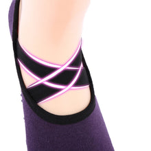 Load image into Gallery viewer, One Pair Ladies Cross Strap Version Edging Backless Yoga Socks Non-slip Boat Socks