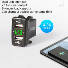 Load image into Gallery viewer, Car Charger Original Hole Non-Destructive Modification Of Dual Usb Car Charger With Line Suitable For Toyota, FTWU Red Light, FTWU Green Light, FTWU Blue Light, FTWUX Red Light, FTWUX Green Light, FTWUX Blue Light
