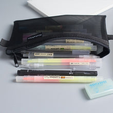 Load image into Gallery viewer, Nylon Simple Transparent Mesh Pencil Case Office School Supplies, Big Black, Big White, Big Grey, Small Black, Small White, Small Grey