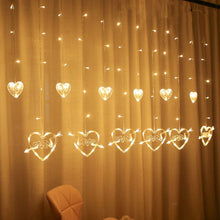 Load image into Gallery viewer, LED Heart-Shaped Decorative Lights Curtain Lights Holiday Dress String Lights, EU Plug, Warm White Light, Colorful Light