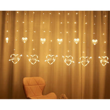 Load image into Gallery viewer, LED Heart-Shaped Decorative Lights Curtain Lights Holiday Dress String Lights, EU Plug, Warm White Light, Colorful Light