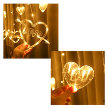 Load image into Gallery viewer, LED Heart-Shaped Decorative Lights Curtain Lights Holiday Dress String Lights, EU Plug, Warm White Light, Colorful Light