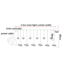 Load image into Gallery viewer, LED Heart-Shaped Decorative Lights Curtain Lights Holiday Dress String Lights, EU Plug, Warm White Light, Colorful Light