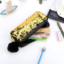 Load image into Gallery viewer, Reversible Sequin Pencil Case for Girls School Supplies Super Big Stationery Gift Magic Makeup Bag