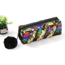 Load image into Gallery viewer, Reversible Sequin Pencil Case for Girls School Supplies Super Big Stationery Gift Magic Makeup Bag