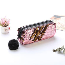 Load image into Gallery viewer, Reversible Sequin Pencil Case for Girls School Supplies Super Big Stationery Gift Magic Makeup Bag